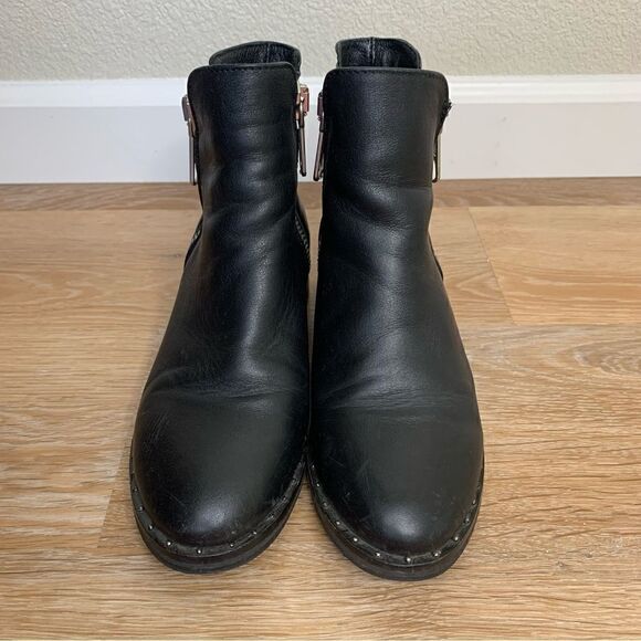 Steve Madden Lanna Black Leather Studded Ankle Boots - Picture 8 of 14